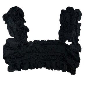 Free People Intimately black ruched ruffle bustier bra S